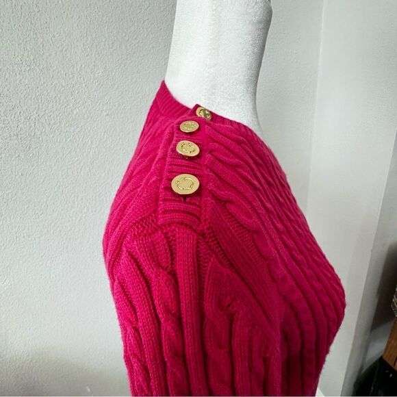 C Wonder Pink Pullover Sweater Cable Knit Long Sleeve SZ L - Picture 5 of 12